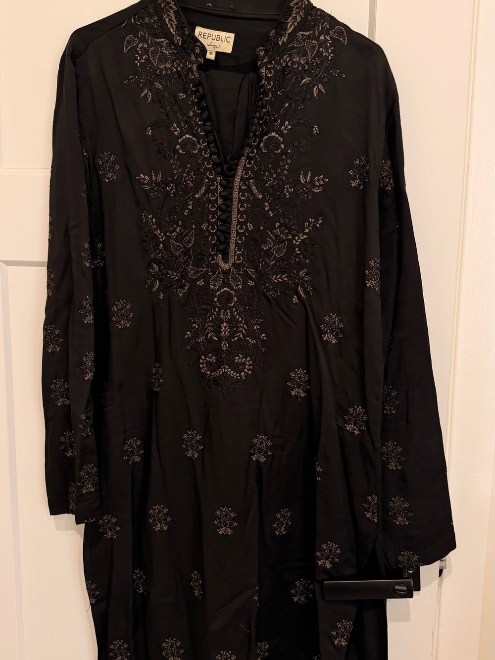 Republic by Omar Farooq Black Embroidered Kurta Pajama